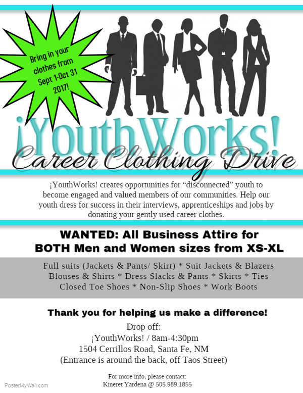 ¡YouthWorks! sponsors a career clothing during drive the month of September.